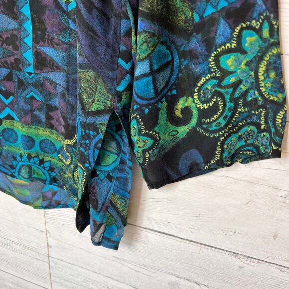 Chicos Blouse Womens Size 3/XL Colorful Paisley Geometric Floral 100% Silk - Picture 13 of 16